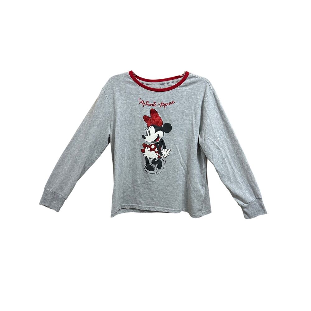 Disney Women Minnie Mouse Long Sleeve Tee Shirt Top Gray Size Medium